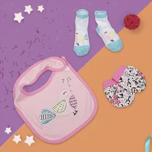 Feeding Bibs Socks And Mittens Set Of 3 Nightingale Pink