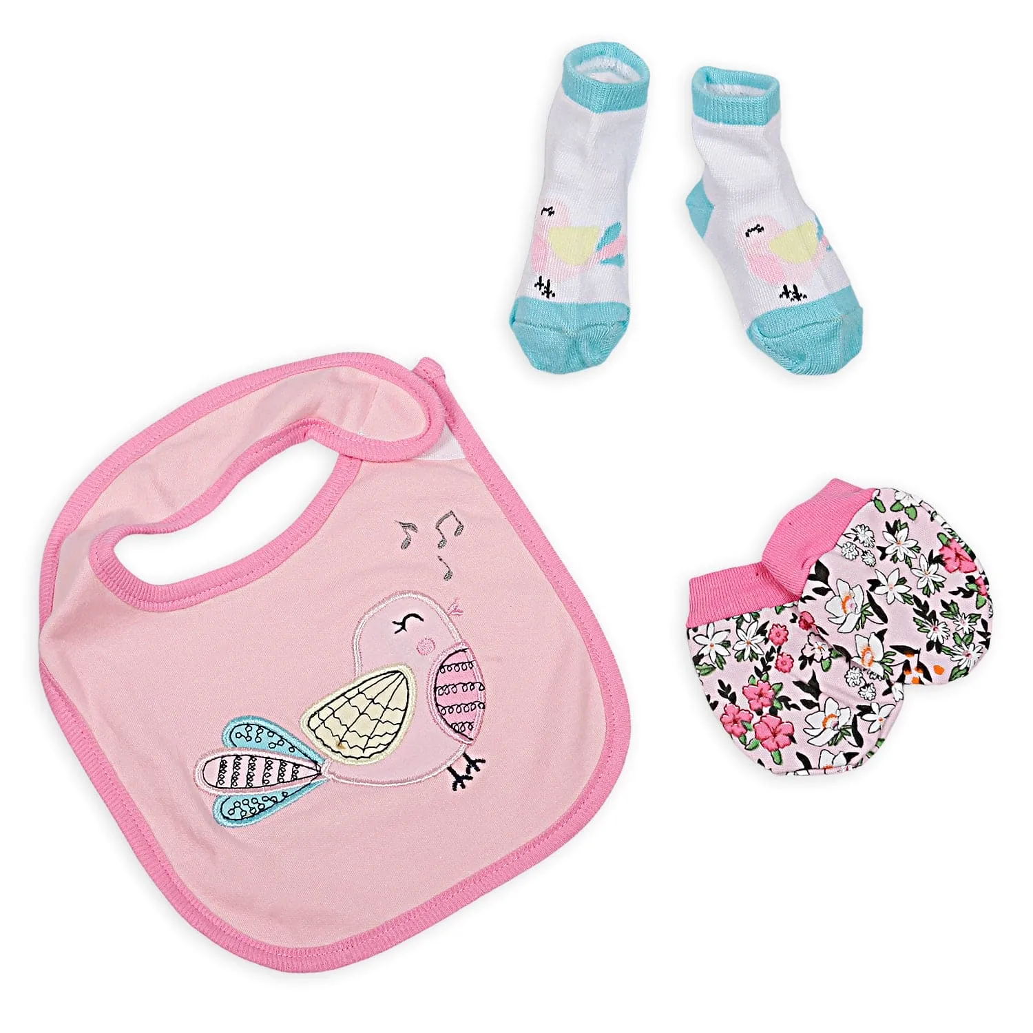 Feeding Bibs Socks And Mittens Set Of 3 Nightingale Pink