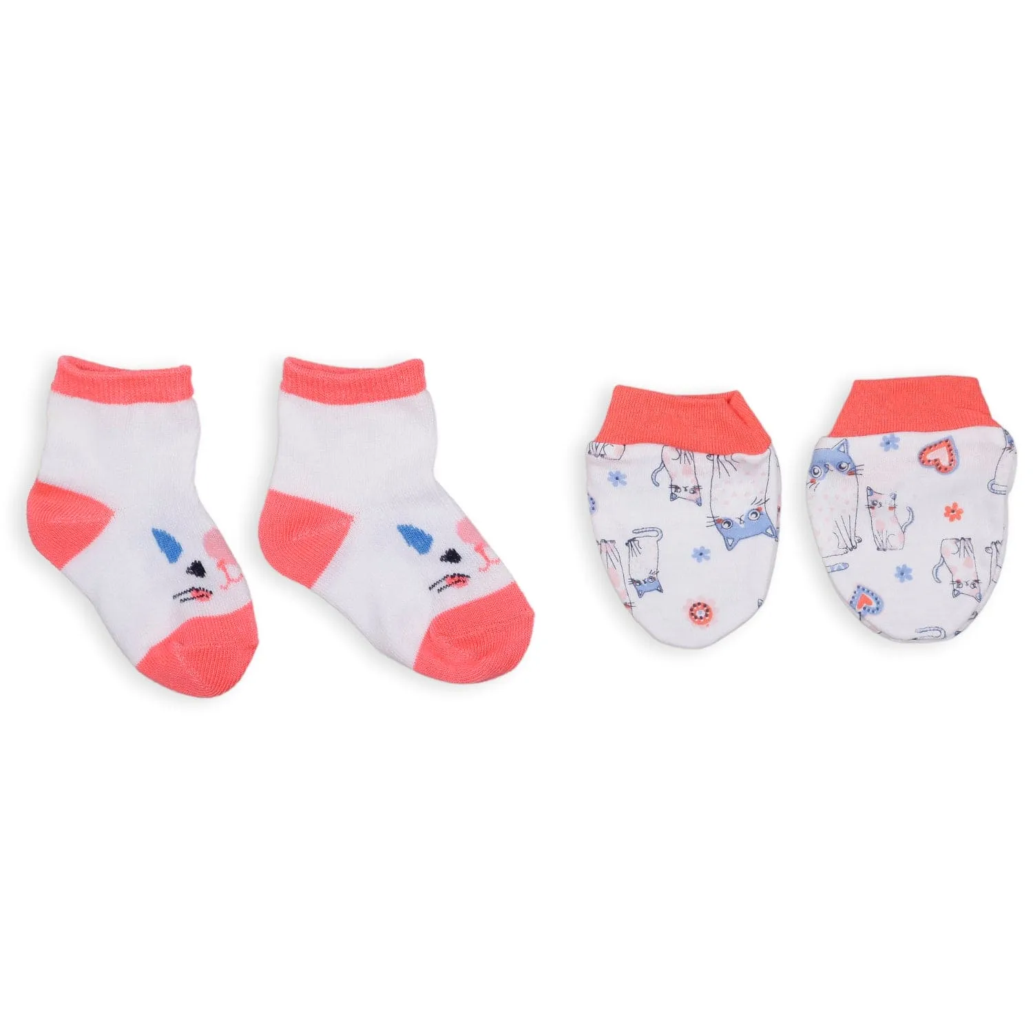 Feeding Bibs Socks And Mittens Set Of 3 Winking Cat White