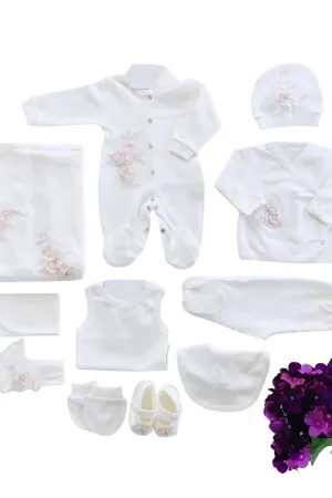 Floral Newborn Baby Girl Coming Home Set (11 Pcs)