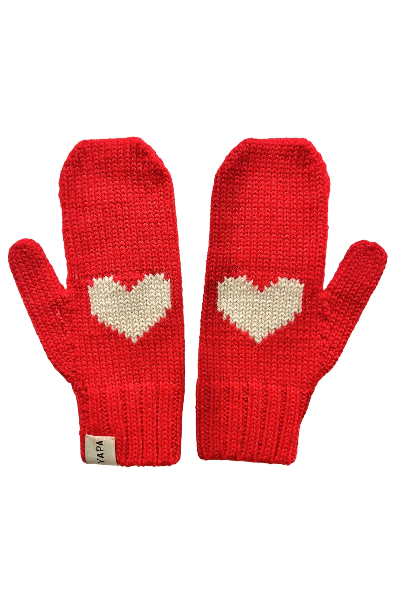 Fluffy Alpaca Heart Mittens