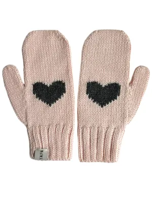 Fluffy Alpaca Heart Mittens