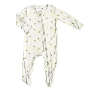 Footie Zippered One Piece in Busy Bees