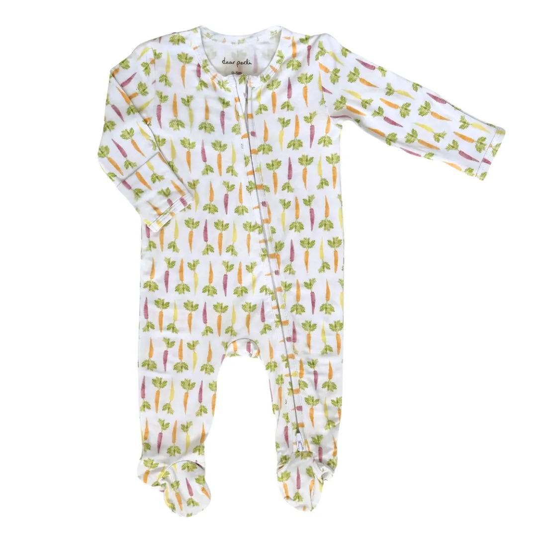 Footie Zippered One Piece in Colorful Carrots