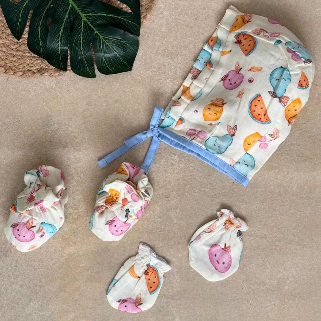 Forest Fun - Muslin Cap, Mittens and Booties