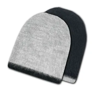 FREE Reversible Alpaca Wool Brushed Unisex Beanie Handmade In Ecuador - grey/black