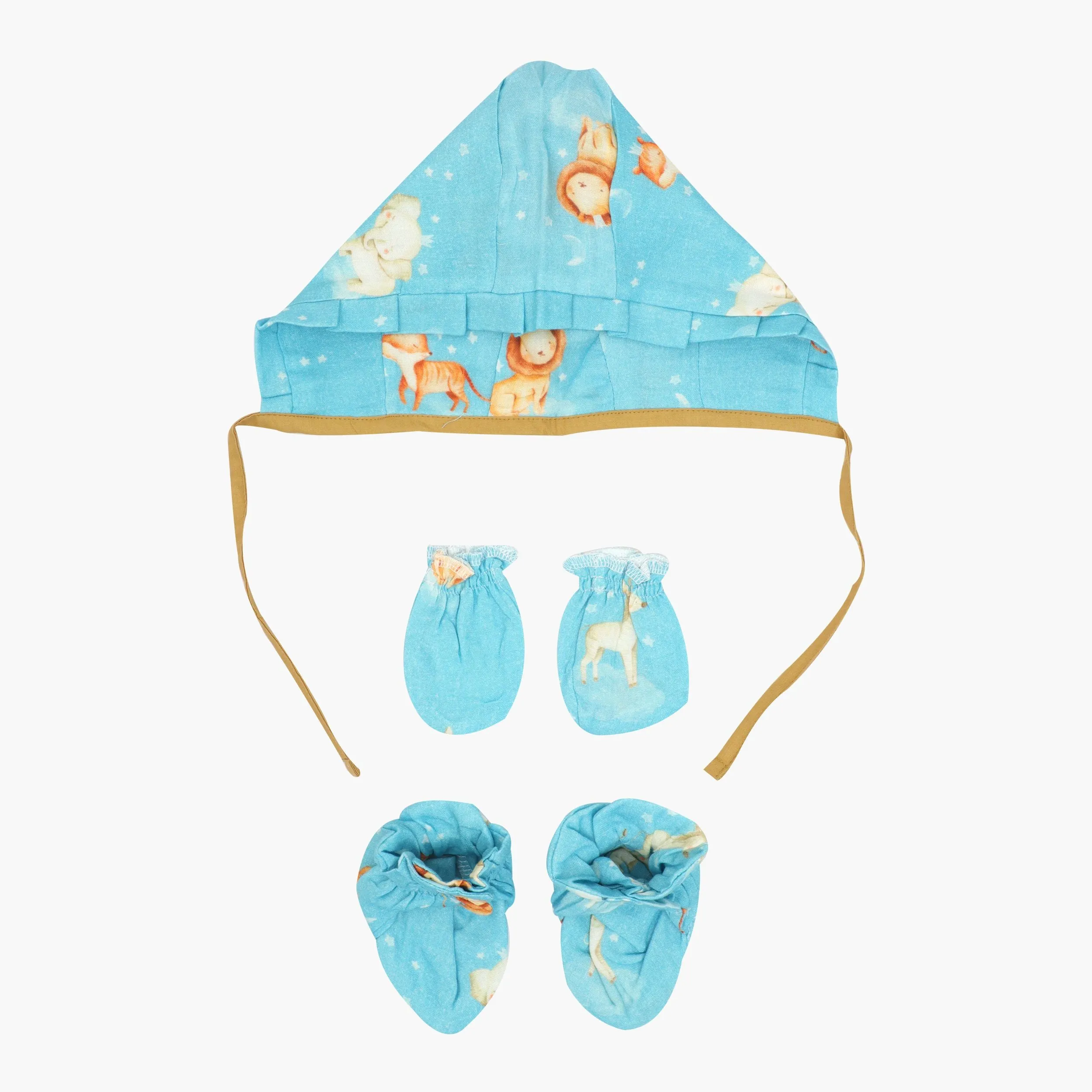 Galactic Zoo - Muslin Cap, Mittens and Booties