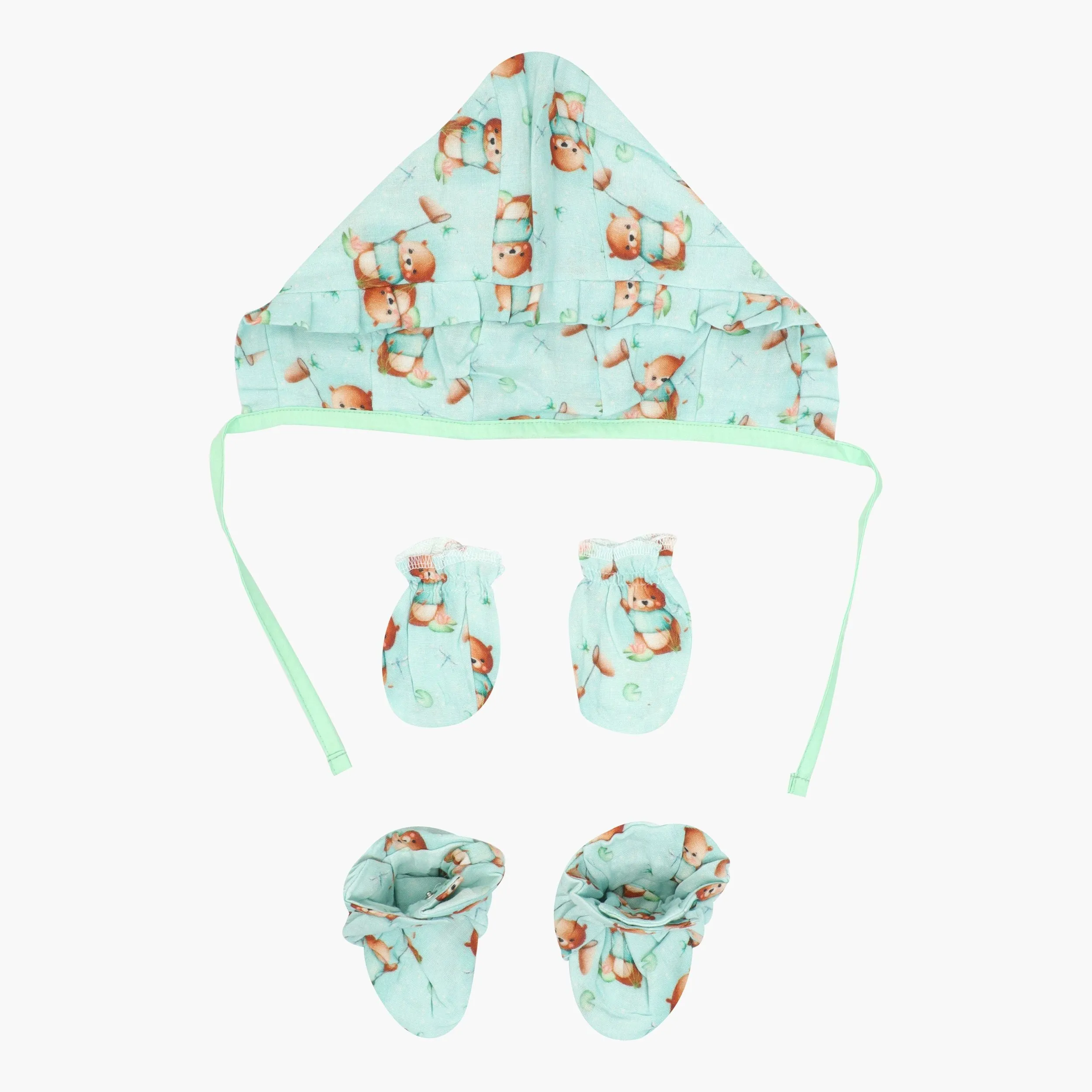 Galactic Zoo - Muslin Cap, Mittens and Booties