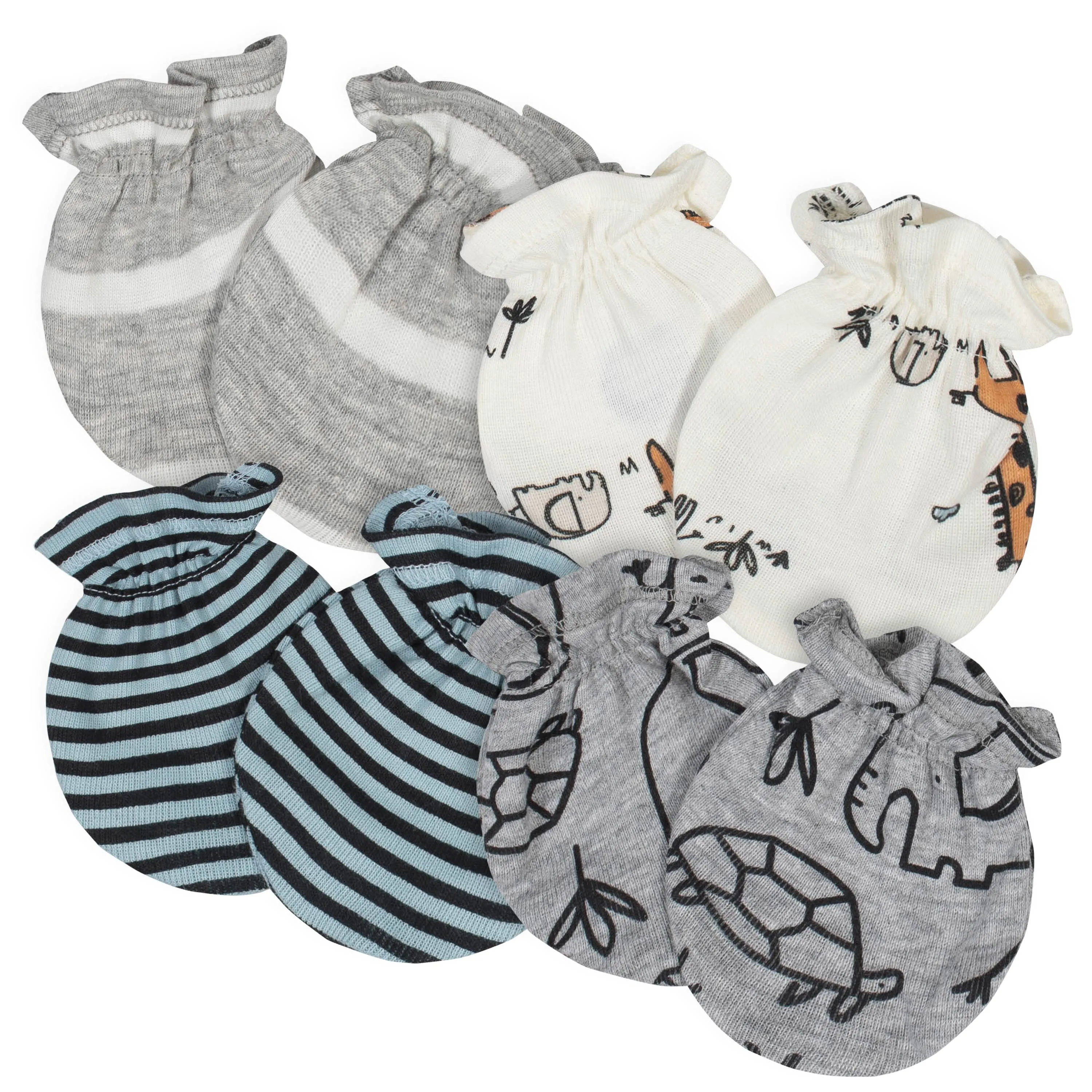 Gerber® 4-Pack Baby Boys Jungle No Scratch Mittens Set