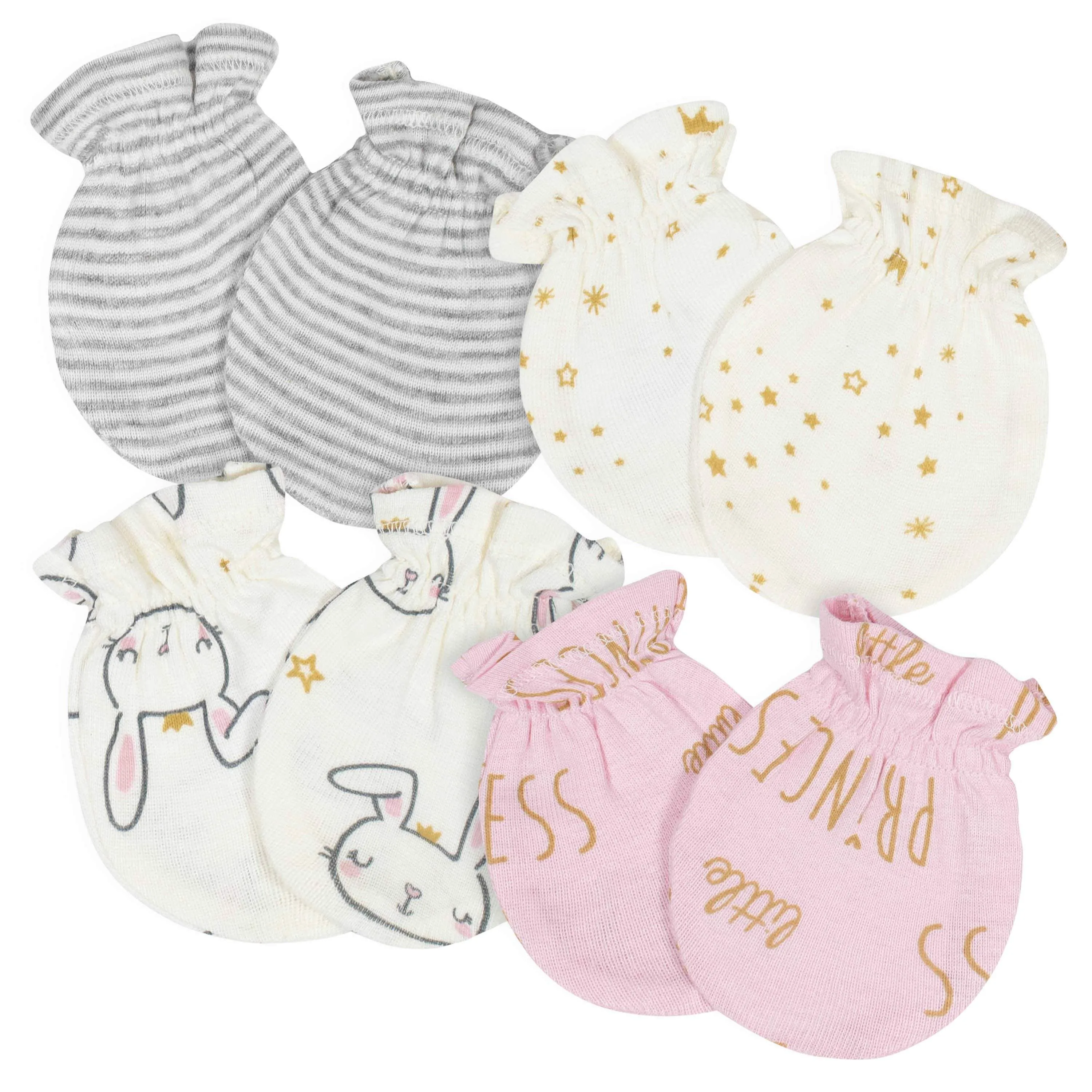 Gerber® 4-Pack Baby Girls Princess No Scratch Mittens Set