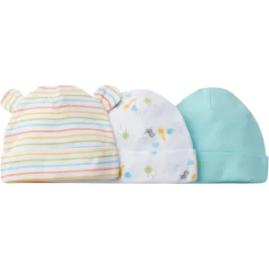 Gerber Newborn Baby Unisex Assorted Caps, 3-Pack