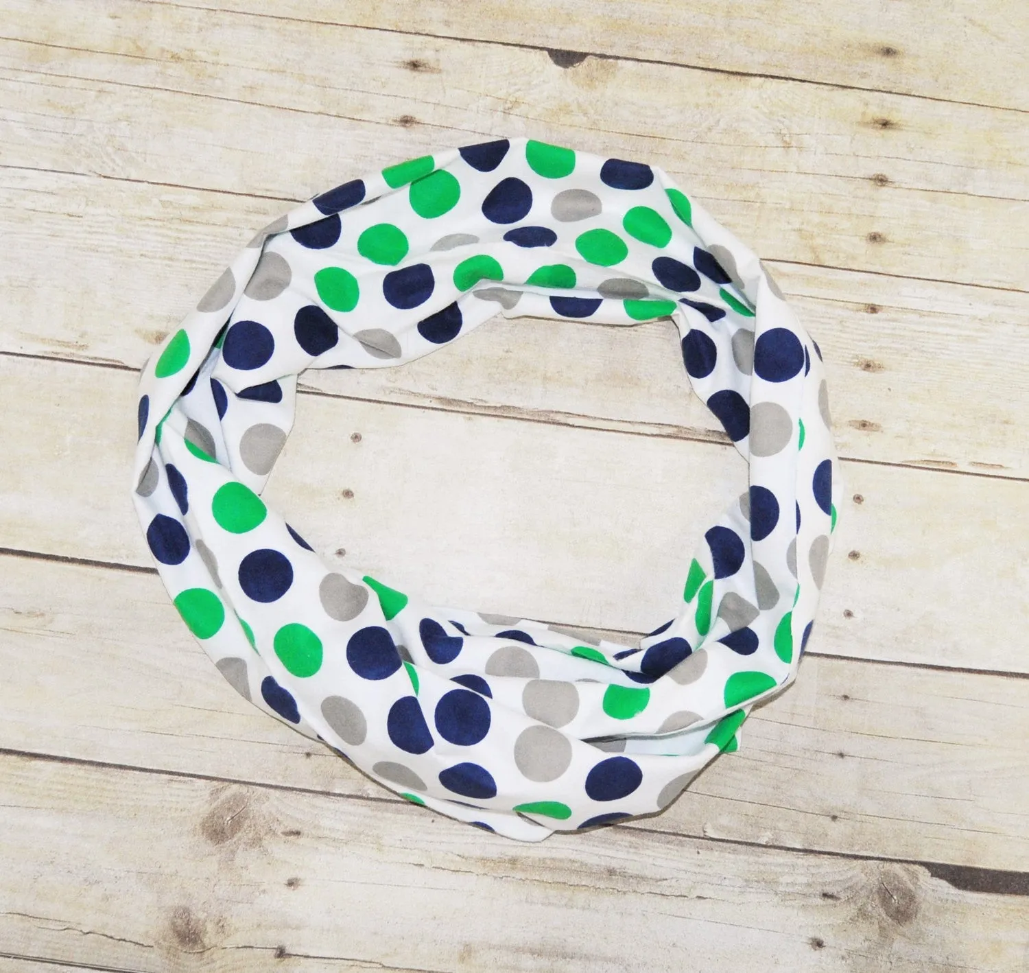 green and blue dots infinity scarf, soft baby scarf, trendy baby scarf,  unisex baby scarf, mini infinity scarf, child loop scarf