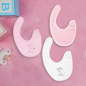 Happy Mommy Daddy Pink 3 Pk Bibs