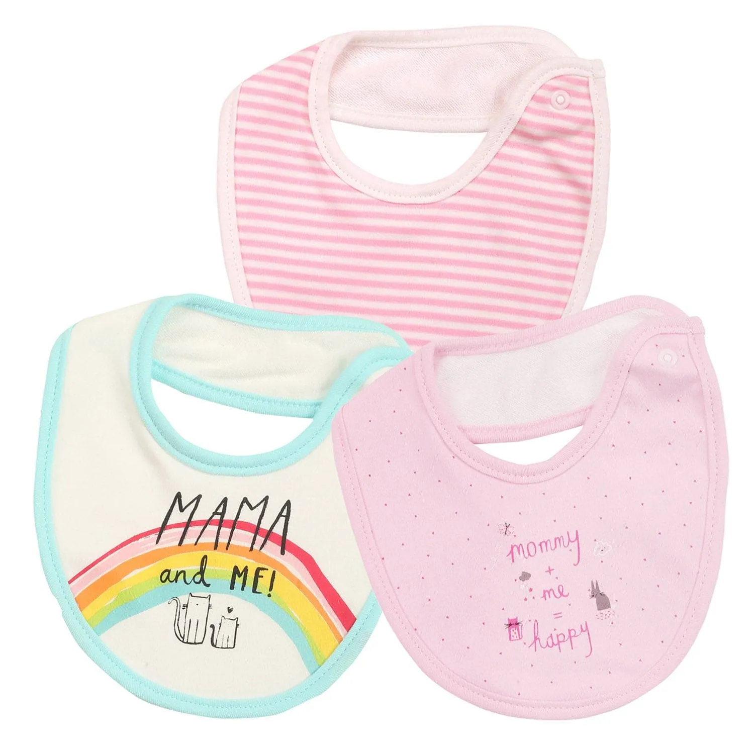 Happy Mommy Daddy Pink 3 Pk Bibs