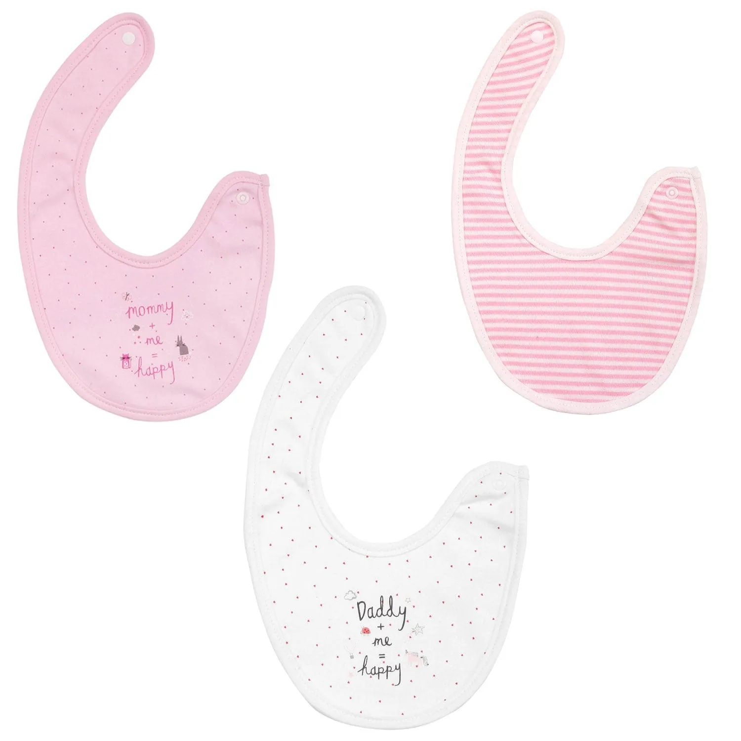 Happy Mommy Daddy Pink 3 Pk Bibs