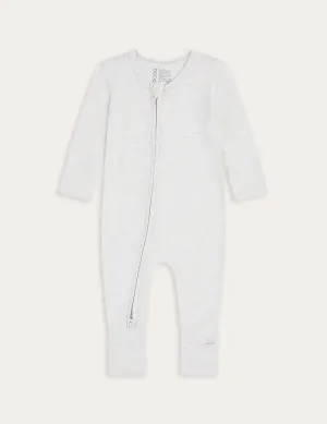 Heather Grey Baby Long Sleeve Bamboo Romper