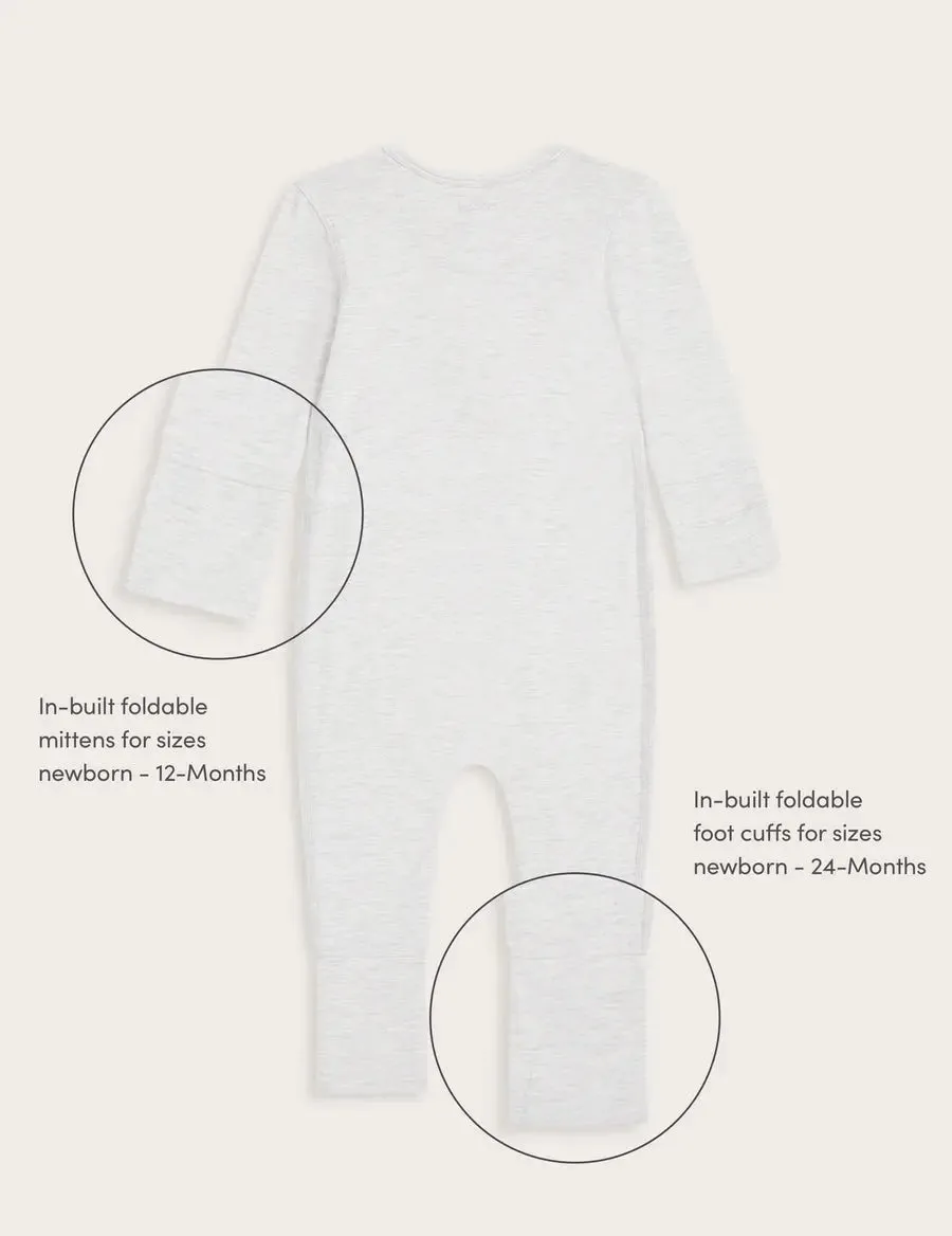 Heather Grey Baby Long Sleeve Bamboo Romper