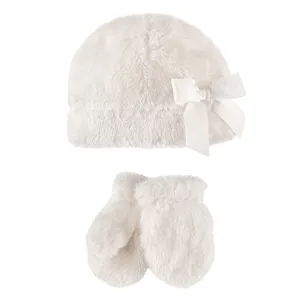 Hudson Baby Sherpa Hat and Mitten Set, Girl Cream Toddler