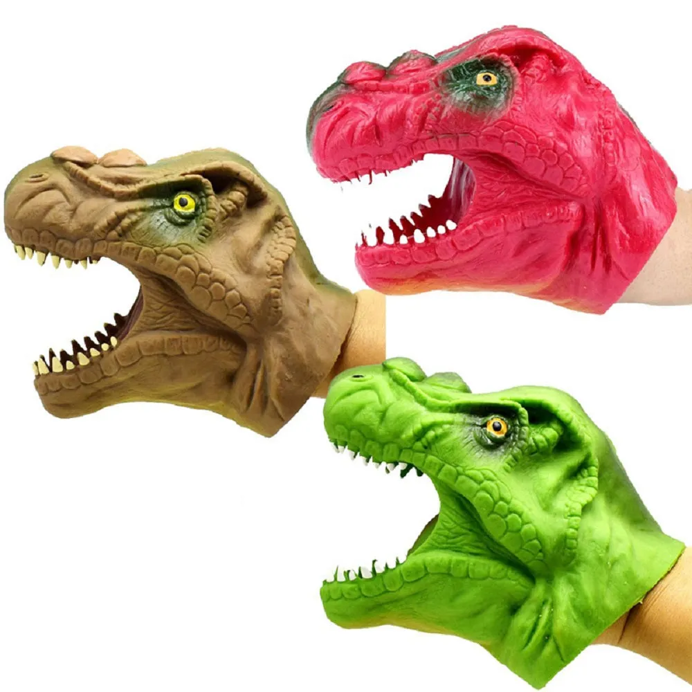 Kids Silicone Dinosaur Hand Puppet Gloves Story Telling Dinosaur Viper Snake Toy