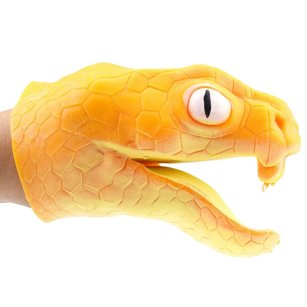 Kids Silicone Dinosaur Hand Puppet Gloves Story Telling Dinosaur Viper Snake Toy