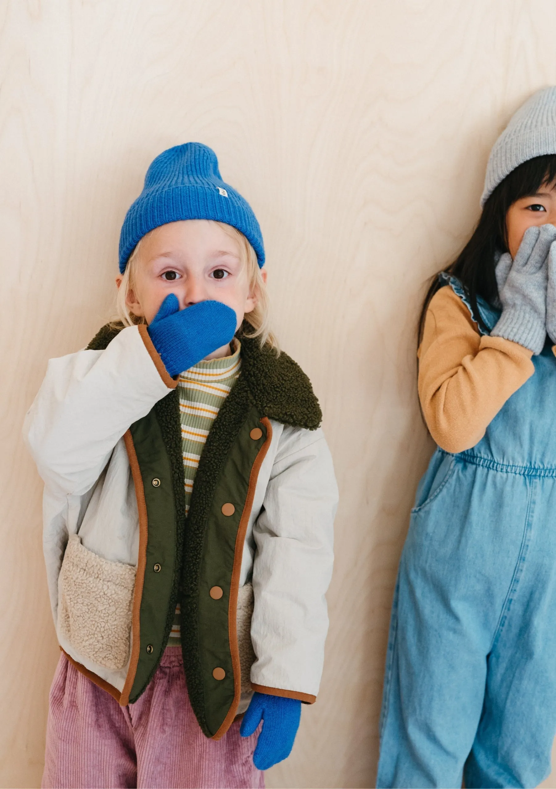 Merino Wool Kids Mittens in Blue