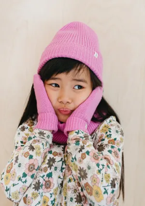 Merino Wool Kids Mittens in Pink