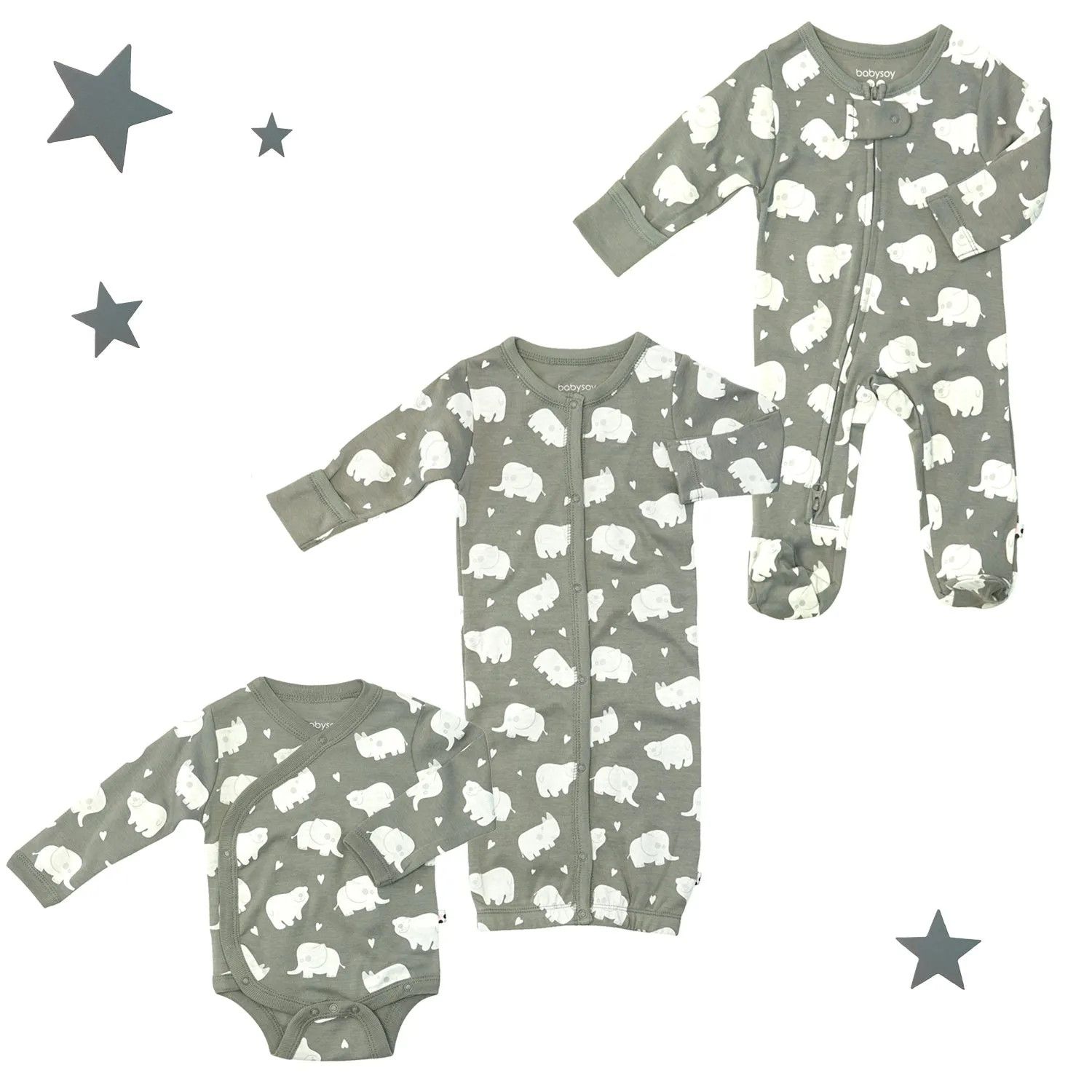 Newborn Baby Gown/Footie/Onesie 3-PC Essential Set