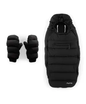 Nuna Winter Stroller Footmuff Set w/Gloves & Bag in Caviar