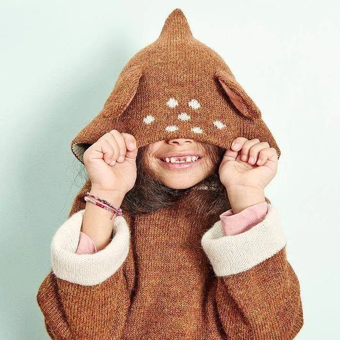 Oeuf Bambi Hooded Sweater in Hazelnut