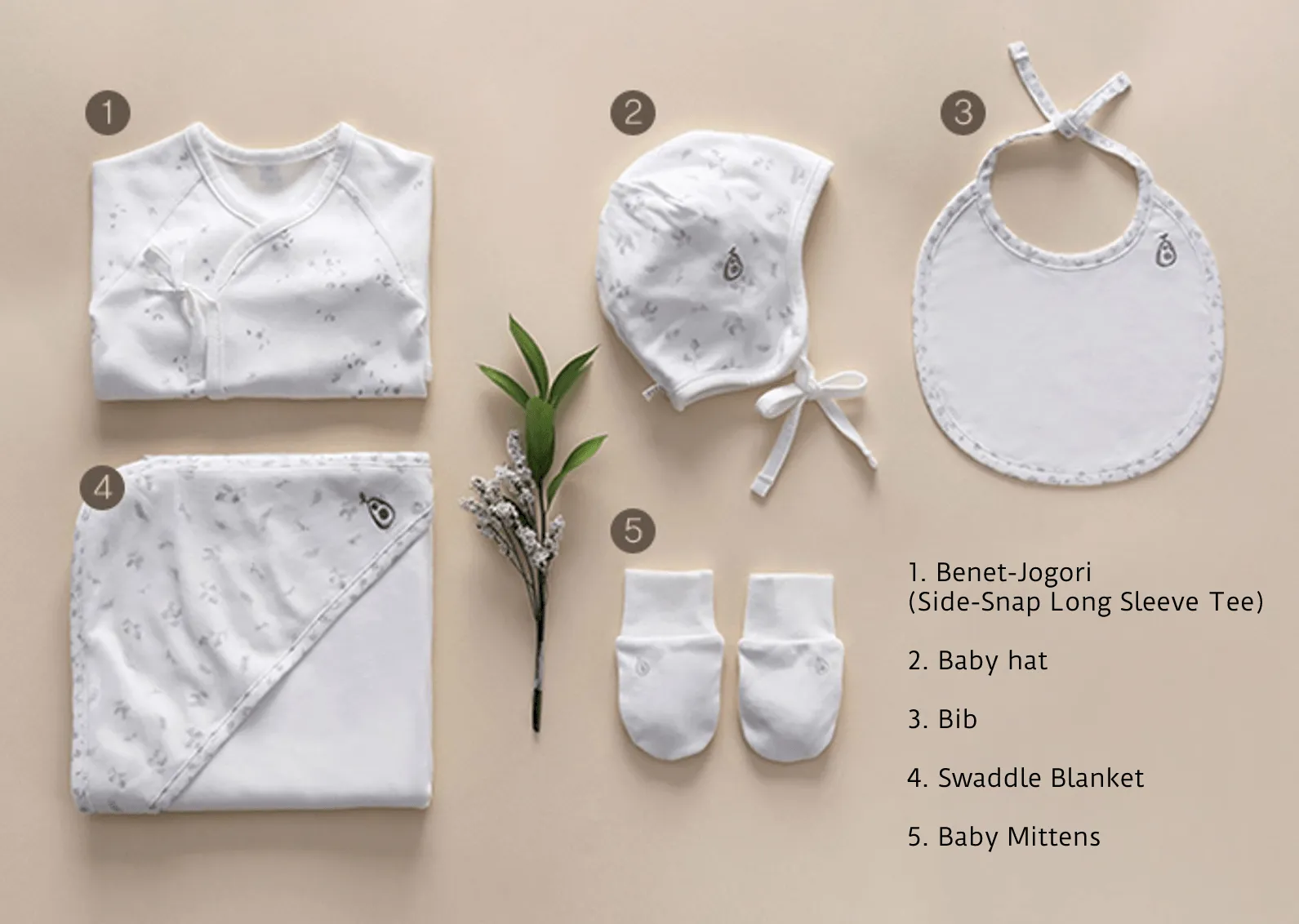 Organic Floral Newborn Ensemble - Bamboo-Bebe's 5-Piece Four Seasons Set