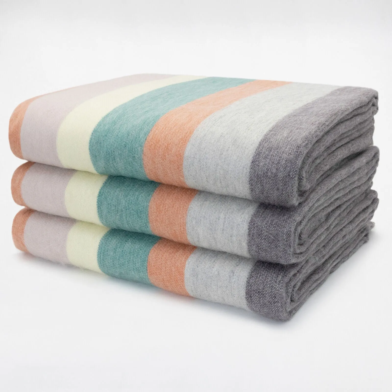 Pambamarca - Baby Alpaca Wool Throw Blanket / Sofa Cover - Queen 96 x 68 in - Spring Meadow - Soft Green/Coral Hues