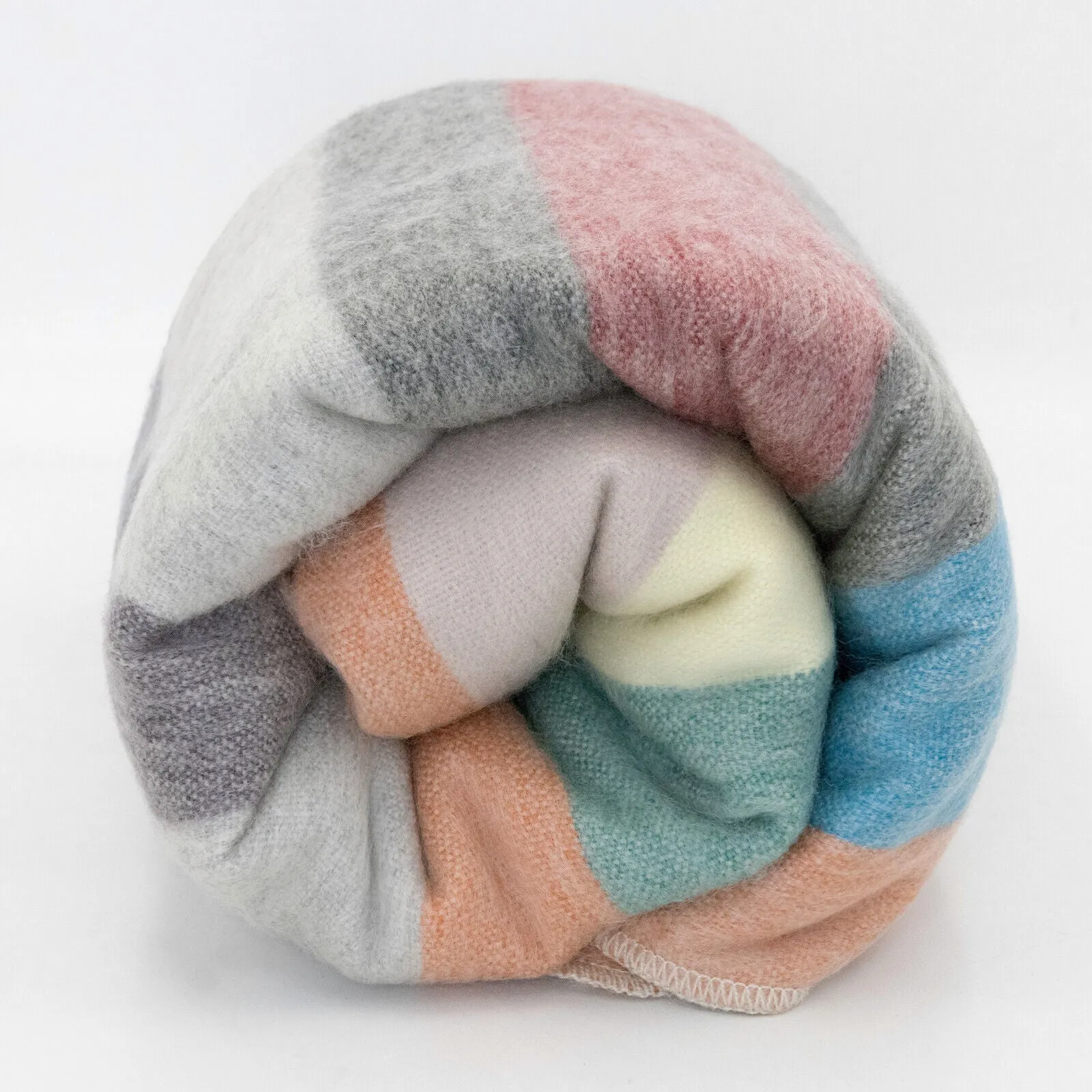 Pambamarca - Baby Alpaca Wool Throw Blanket / Sofa Cover - Queen 96 x 68 in - Spring Meadow - Soft Green/Coral Hues