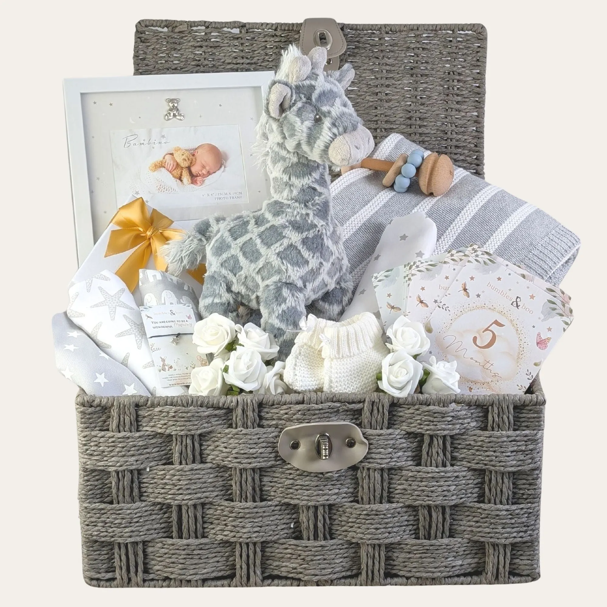 Personalised Baby Gifts Hamper Basket Jolly Giraffe's Gentle Journey