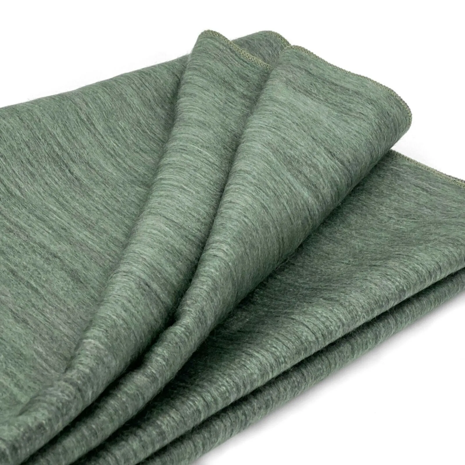 Pituca - Baby Alpaca Wool Throw Blanket / Sofa Cover - Queen 93" x 67" - solid green mica pattern