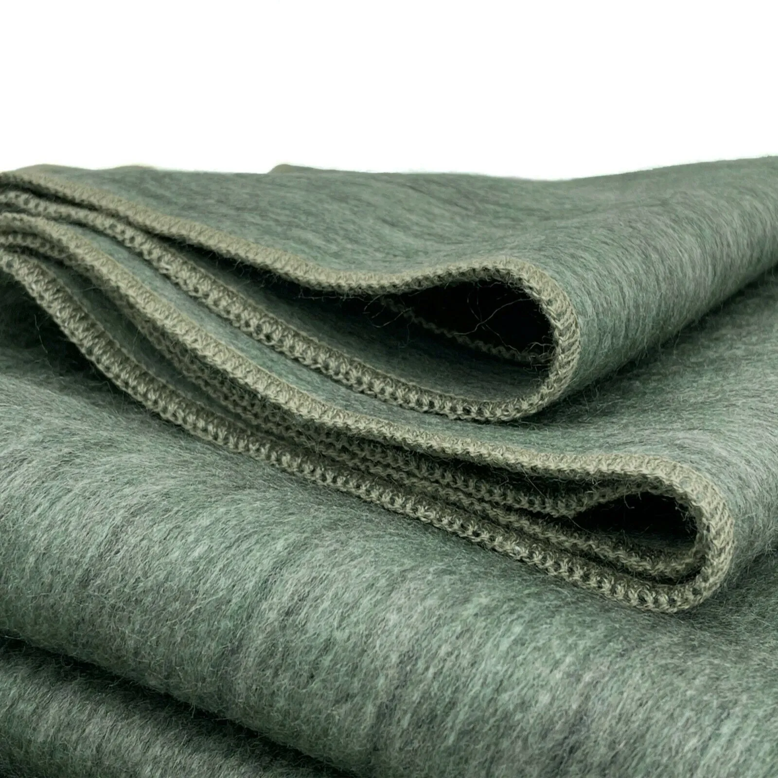 Pituca - Baby Alpaca Wool Throw Blanket / Sofa Cover - Queen 93" x 67" - solid green mica pattern