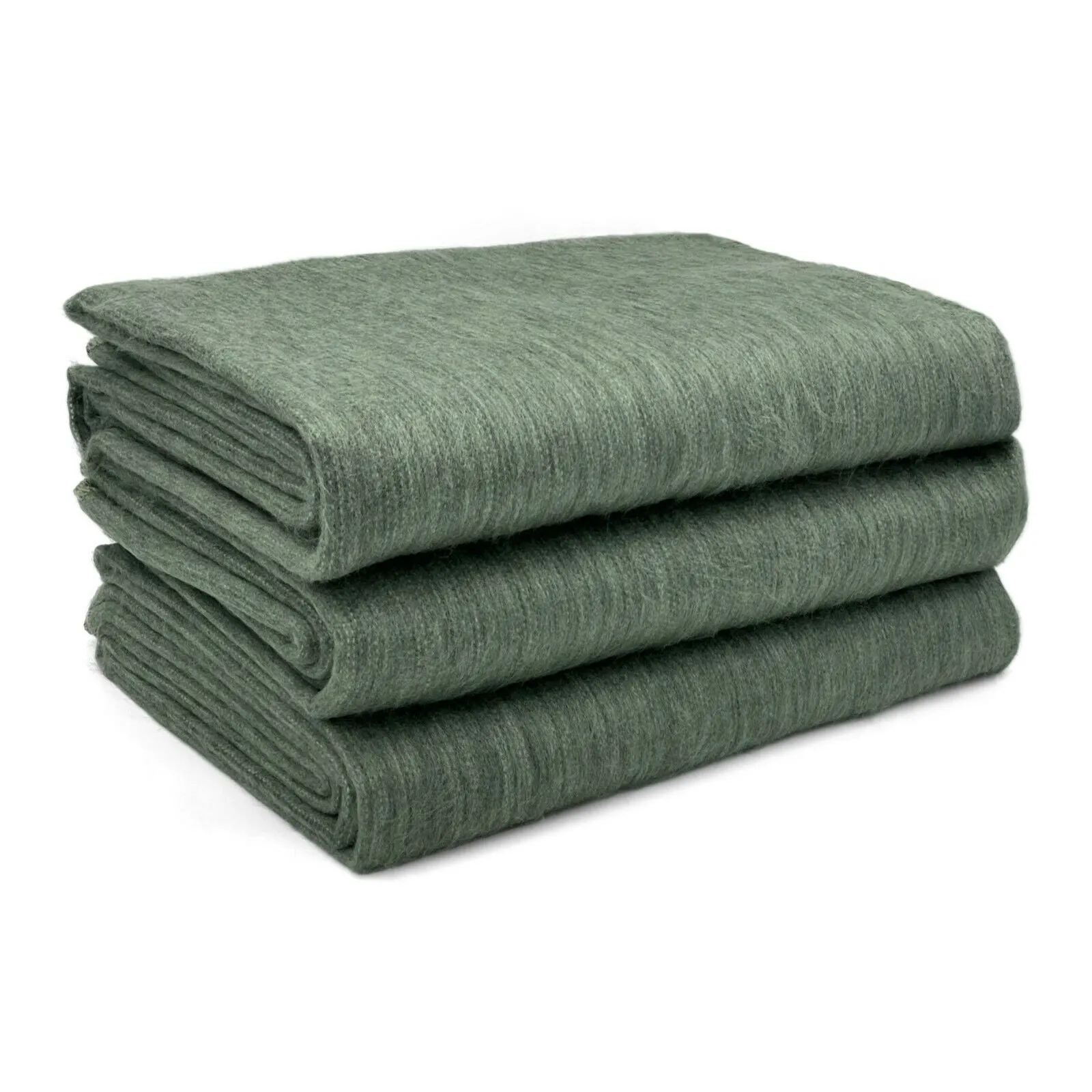 Pituca - Baby Alpaca Wool Throw Blanket / Sofa Cover - Queen 93" x 67" - solid green mica pattern