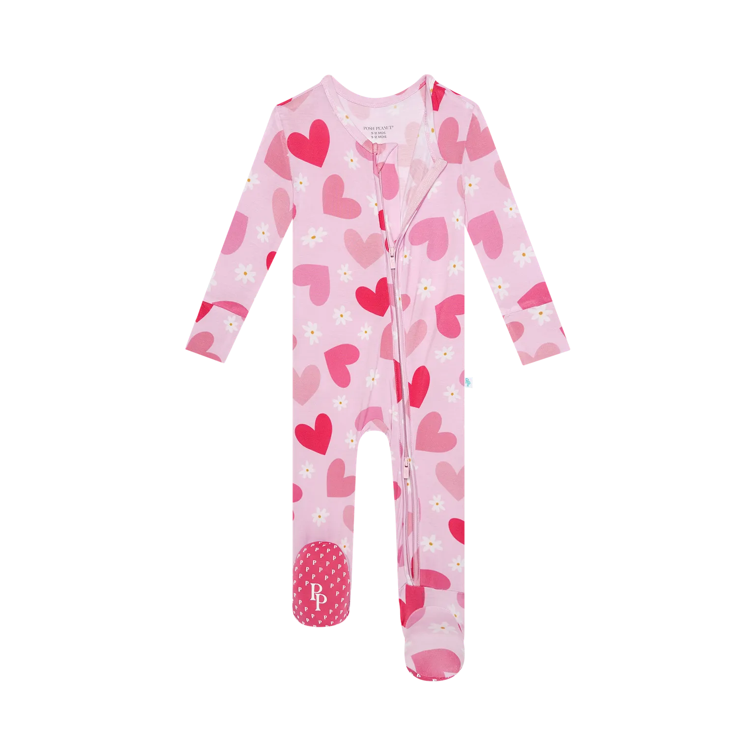 POS Daisy Love Heart Printed Zipper Footie