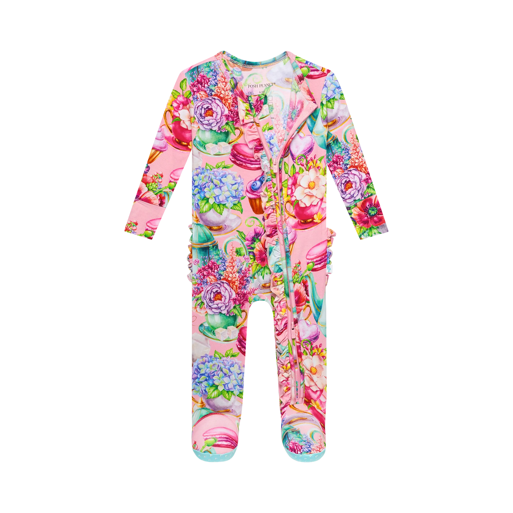 POS Elizabeth Floral Ruffled Zipper Footie