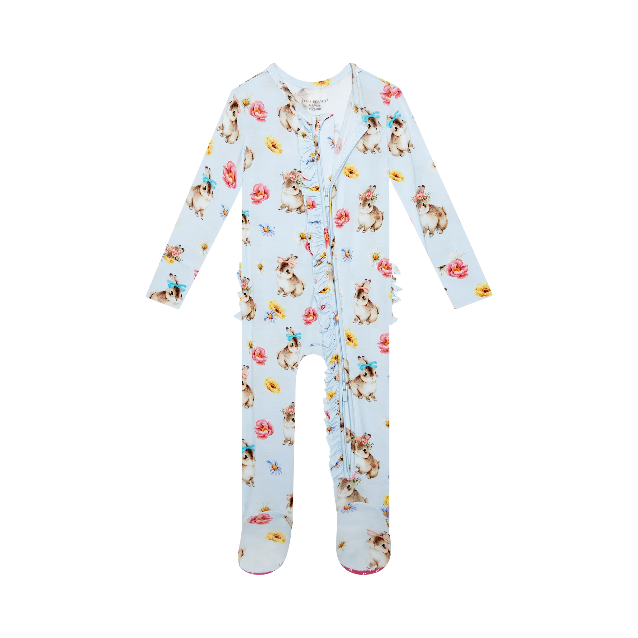 POS Tinsley Jane Blue Bunny and Flower Printed Footie