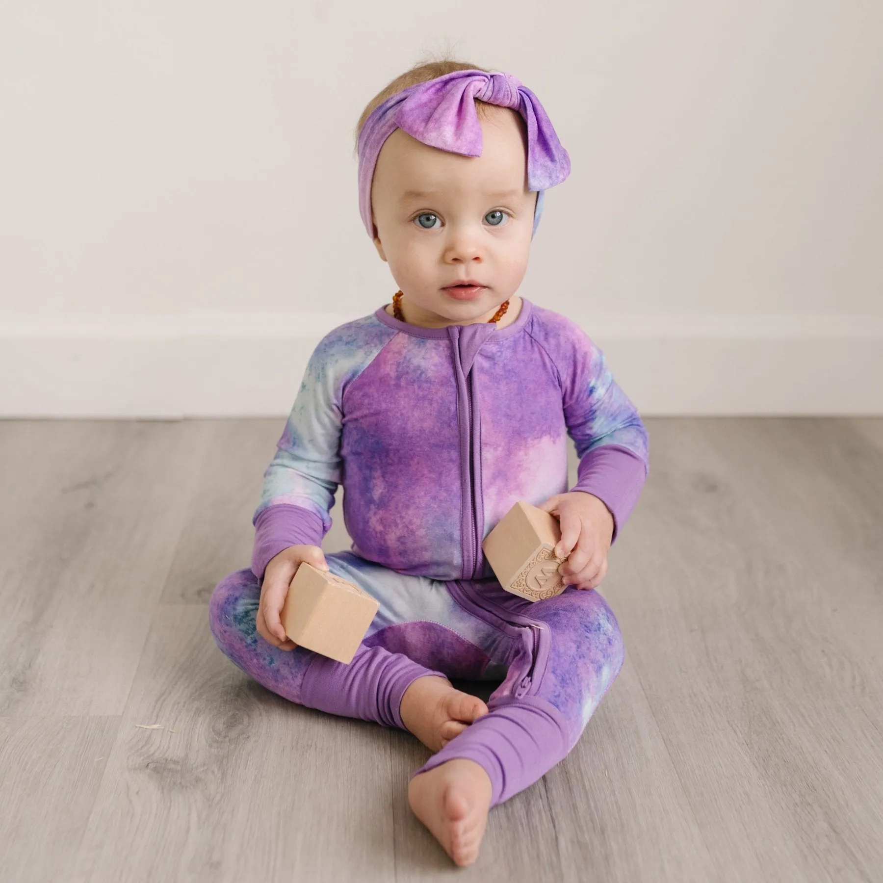 Purple Watercolor Bamboo Convertible Romper/Sleeper