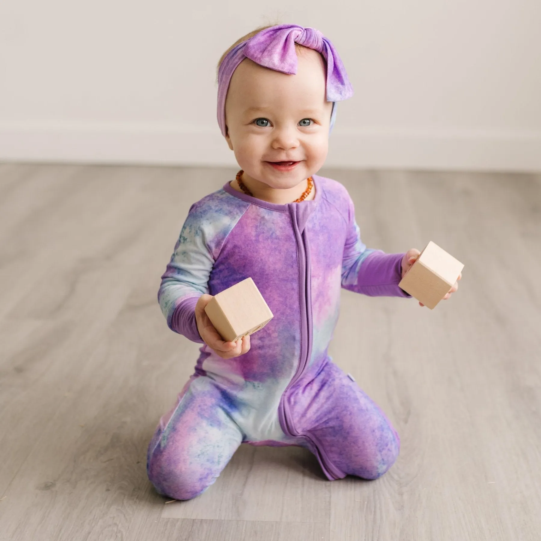 Purple Watercolor Bamboo Convertible Romper/Sleeper