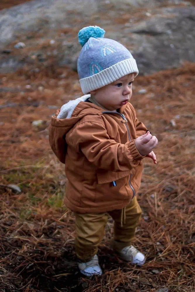 Rainbow Beanie Grey and Blue