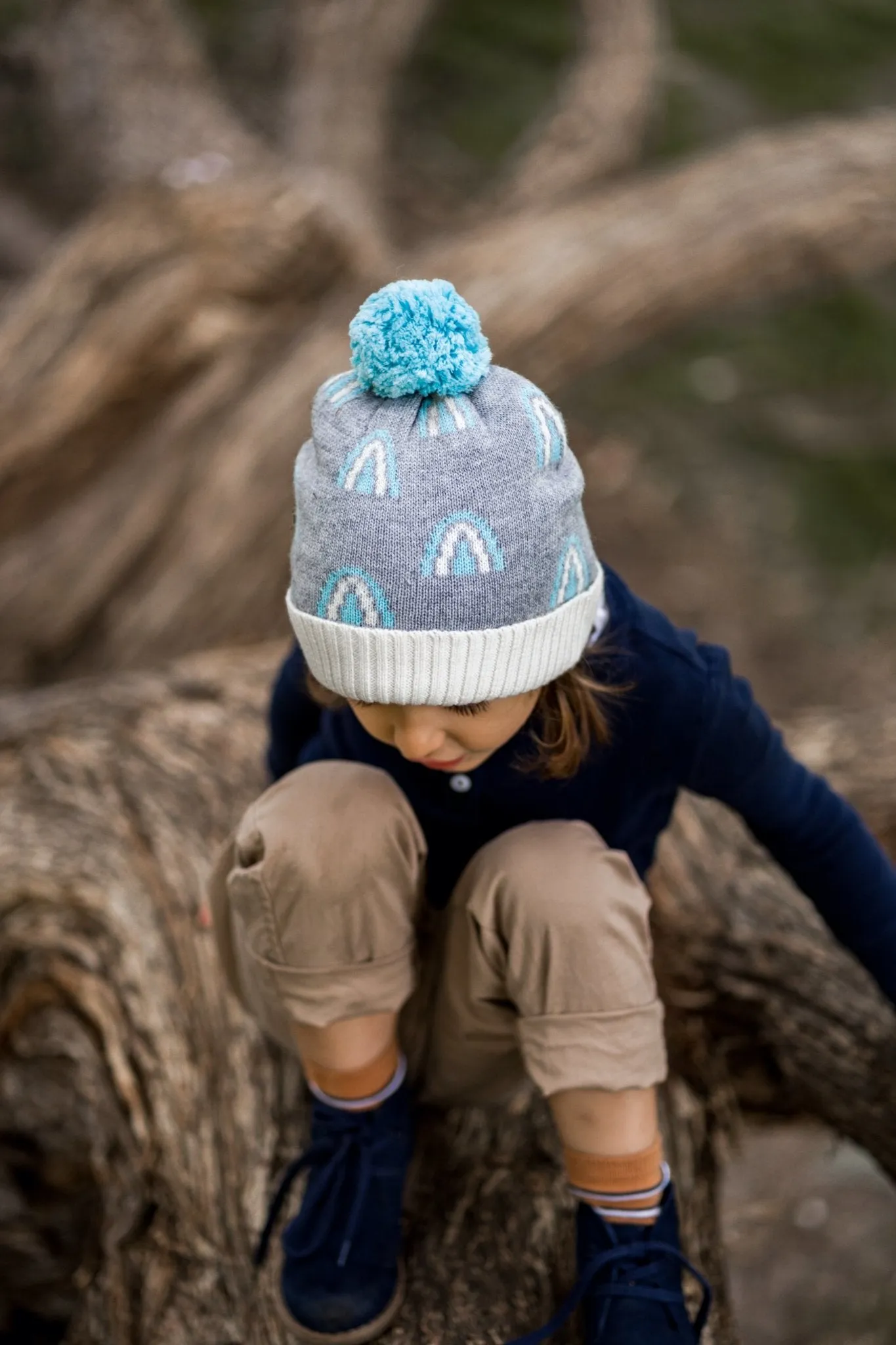 Rainbow Beanie Grey and Blue