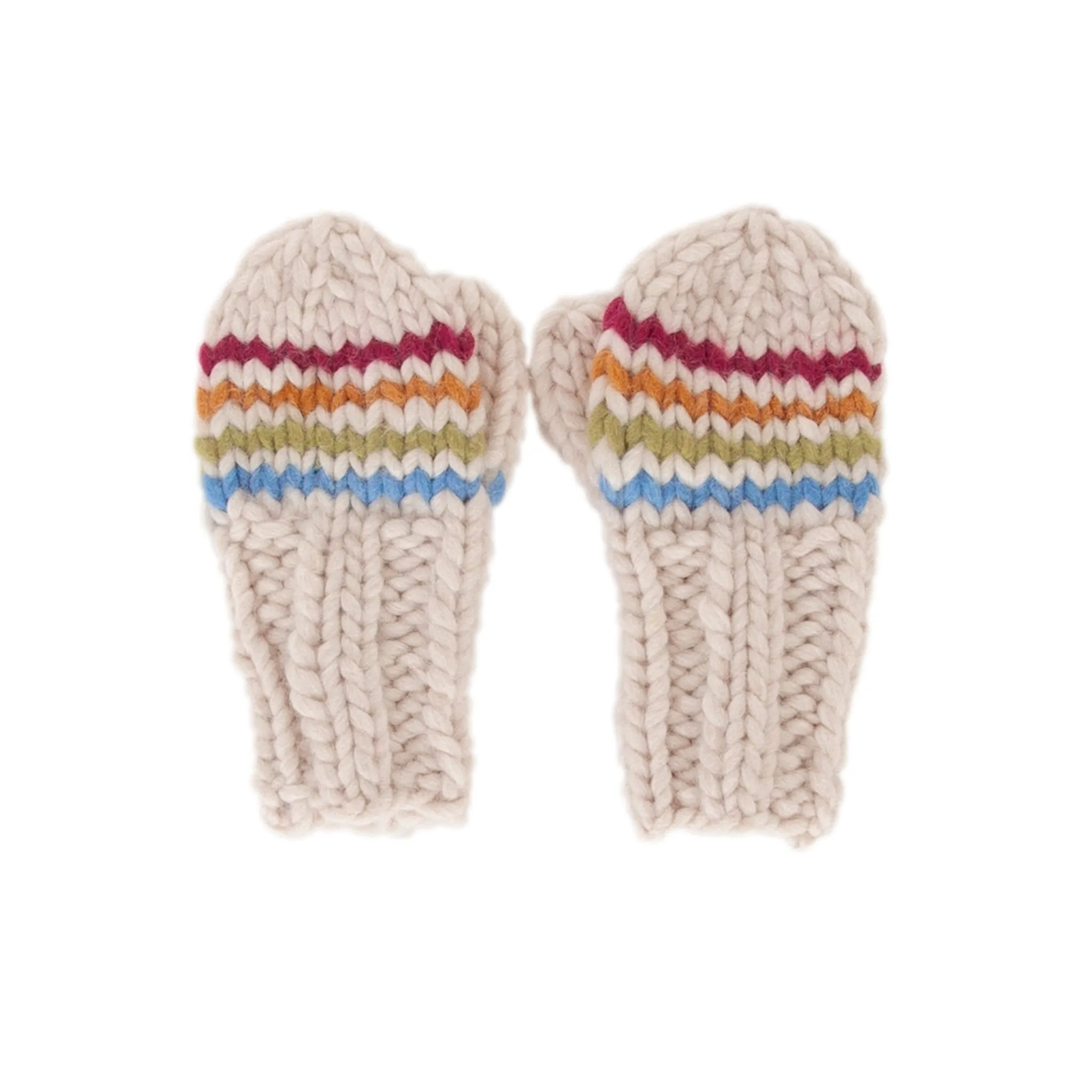 Rainbow Stripe Mittens Natural