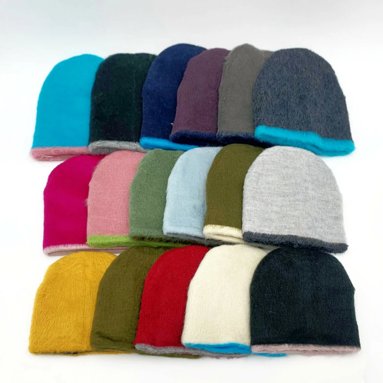 Reversible Alpaca Wool Brushed Unisex Beanies Handmade In Ecuador