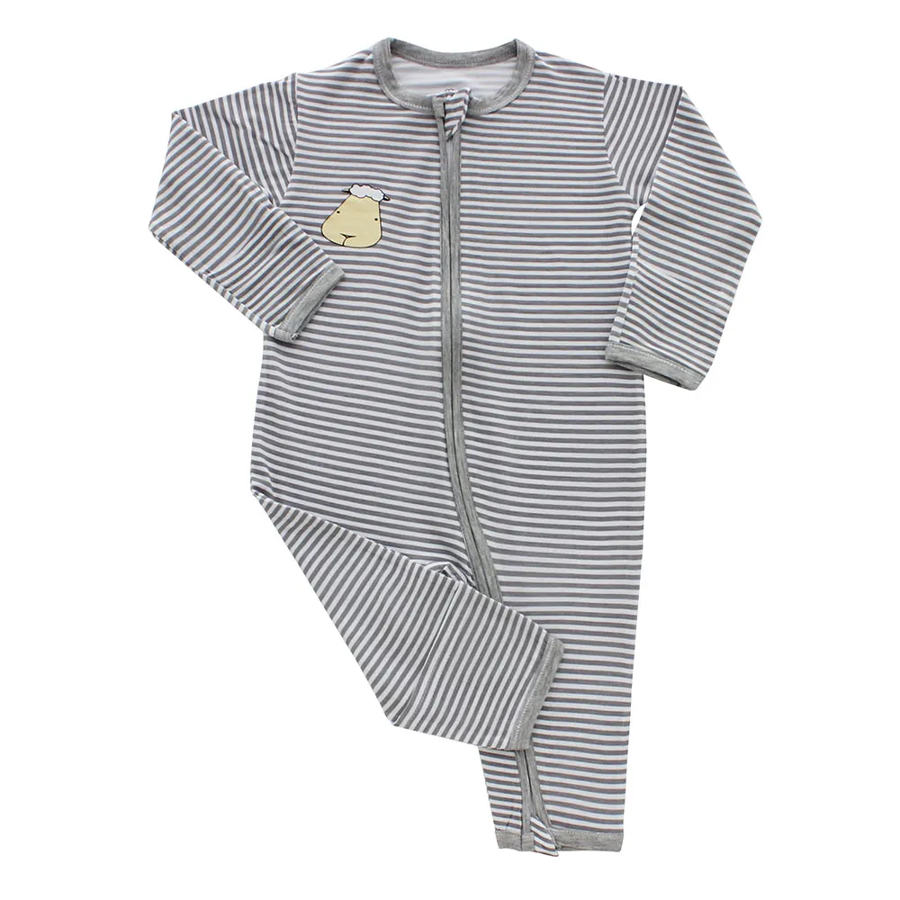 Romper Zip Grey Stripe