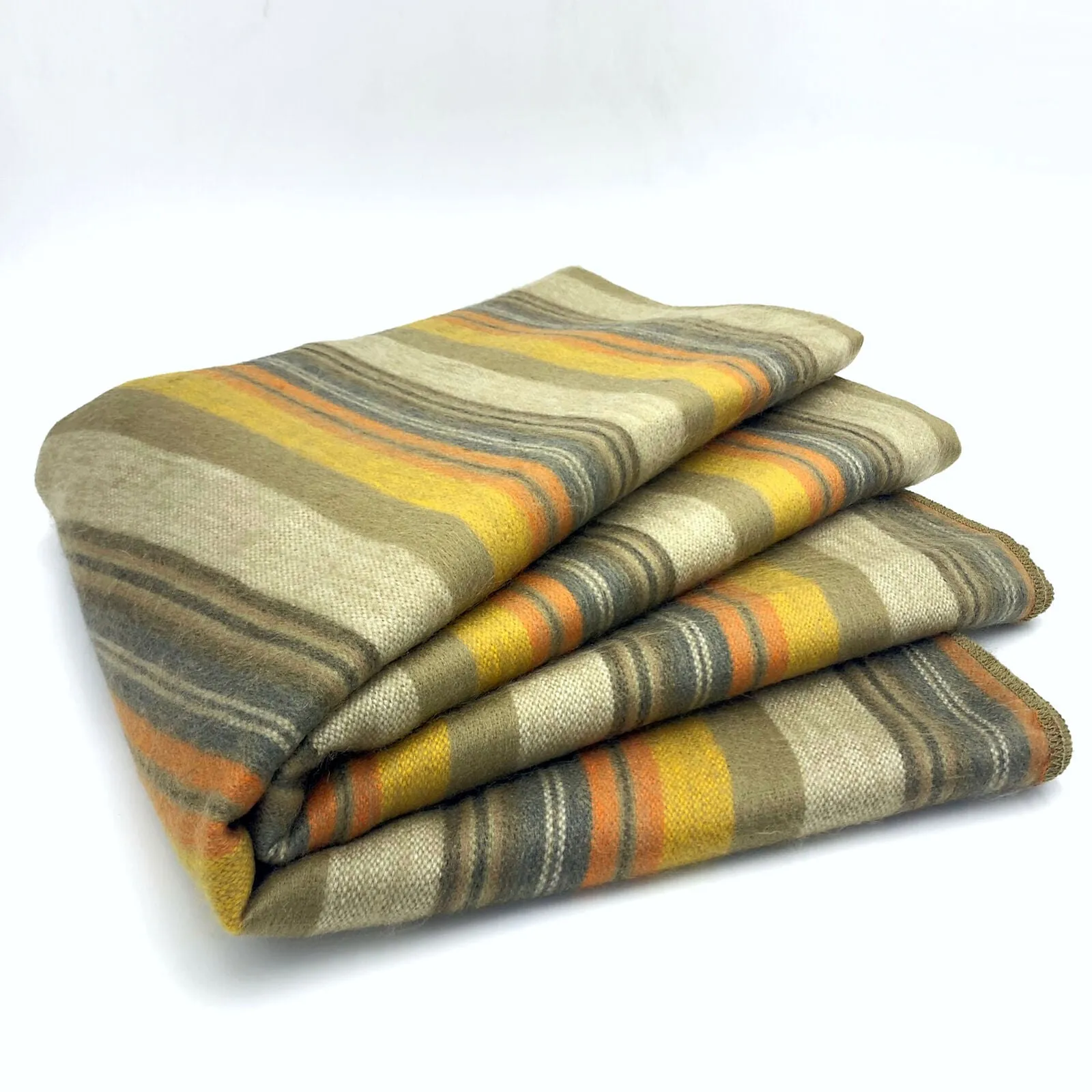 Rumi - Baby Alpaca Wool Throw Blanket / Sofa Cover - Queen 90" x 65" - multi colored thin stripes pattern