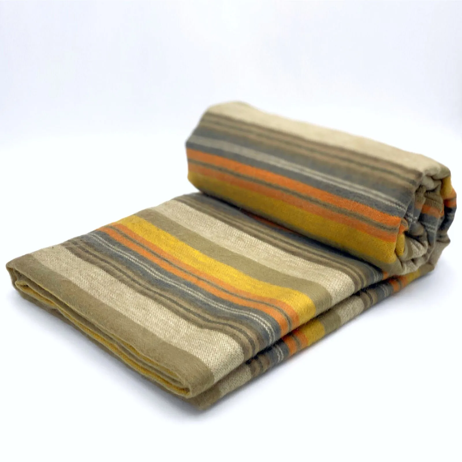 Rumi - Baby Alpaca Wool Throw Blanket / Sofa Cover - Queen 90" x 65" - multi colored thin stripes pattern