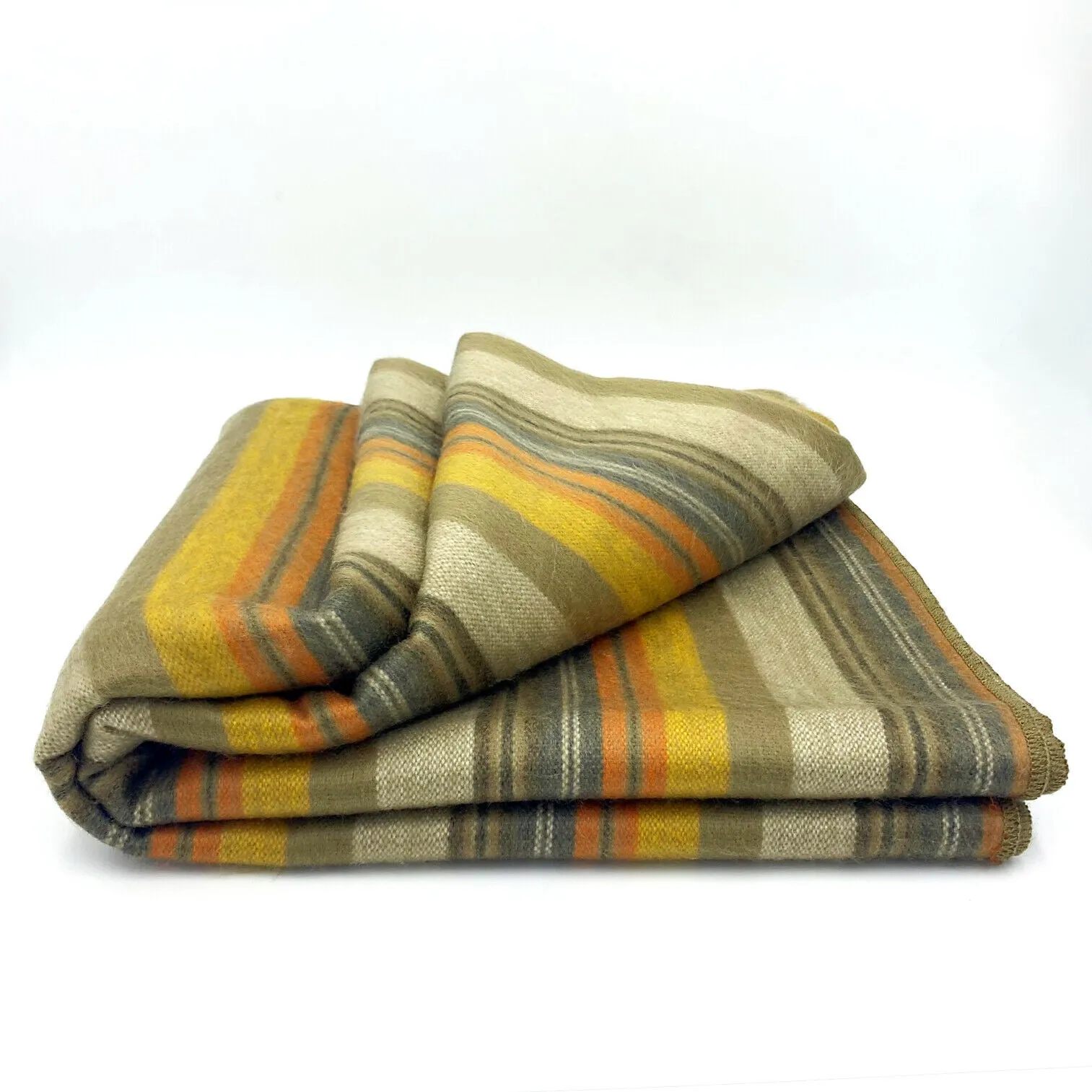 Rumi - Baby Alpaca Wool Throw Blanket / Sofa Cover - Queen 90" x 65" - multi colored thin stripes pattern