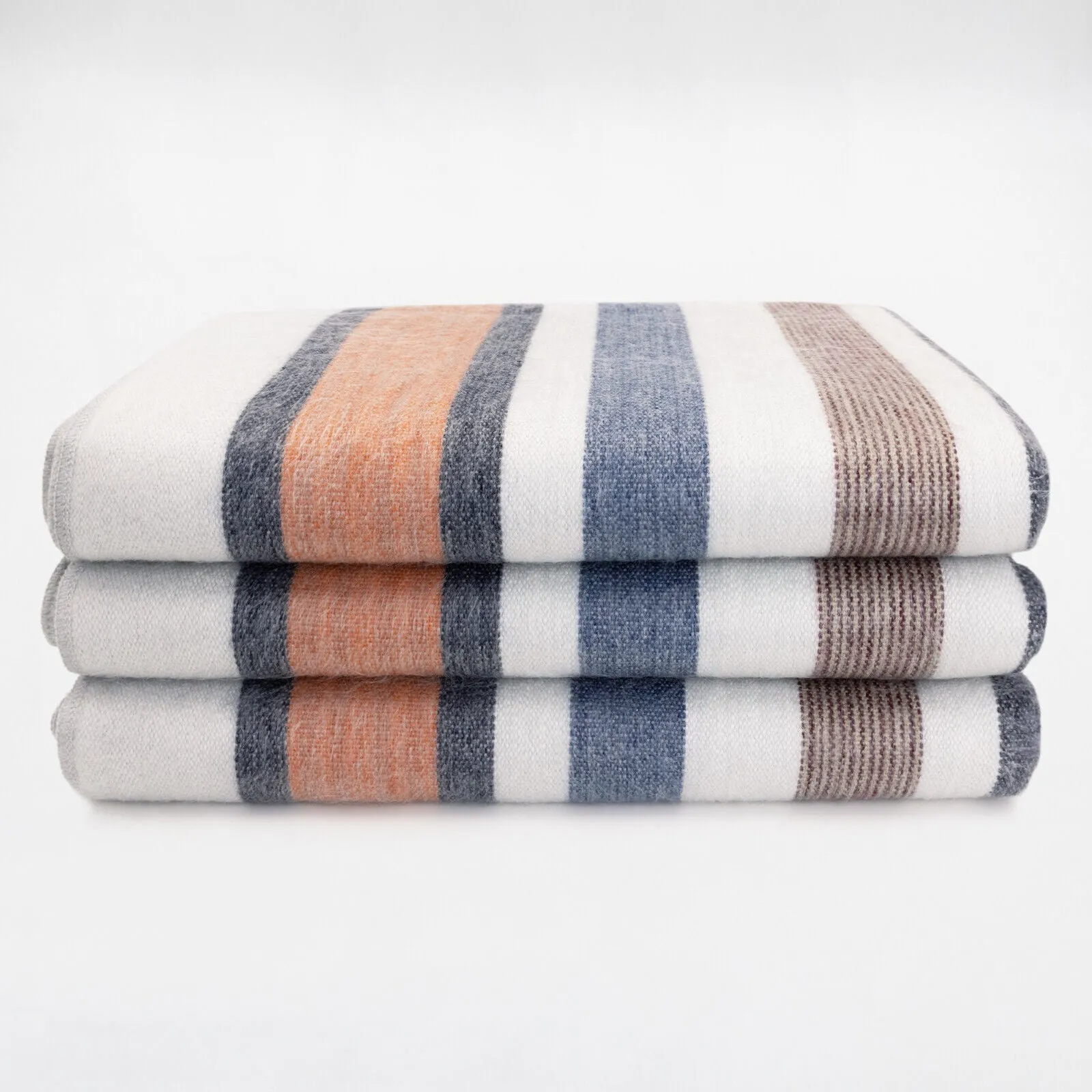 Sopoto - Baby Alpaca Wool Throw Blanket / Sofa Cover - Queen 95 x 67 in - orange pastel colors